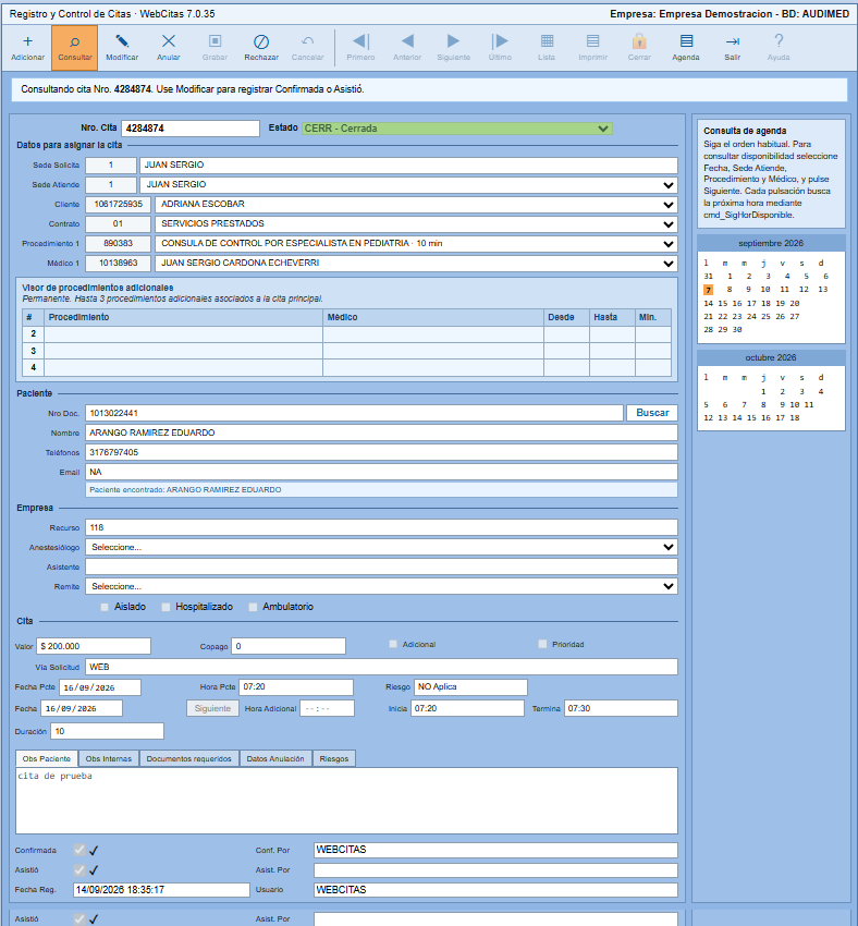 WebCitas SaludNet